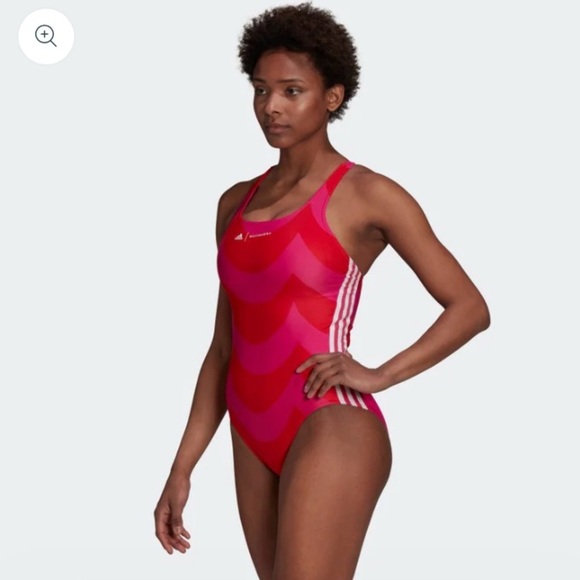 Adidas xMarimekko SH3.RO 3-Stripes one piece  Swimsuit Magenta/ Vivid Red pink 0 - Picture 1 of 8